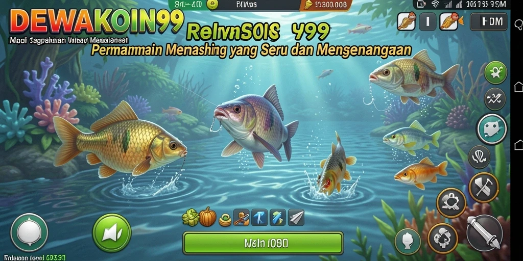 Screenshot gameplay DEWAKOIN99 yang menampilkan aksi memancing menarik.