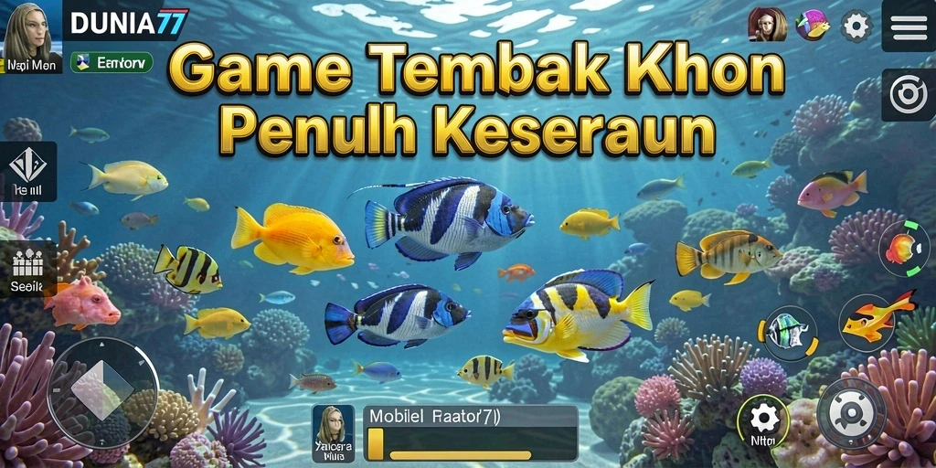 Screenshot gameplay DUNIA77 menampilkan aksi tembak ikan yang seru.