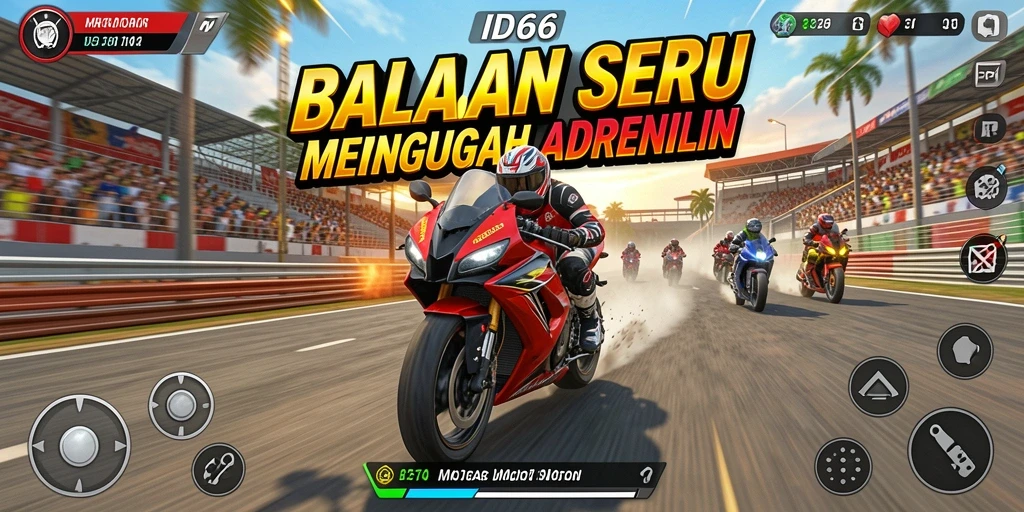Screenshot utama ID66 menampilkan momen balapan motor yang mendebarkan.