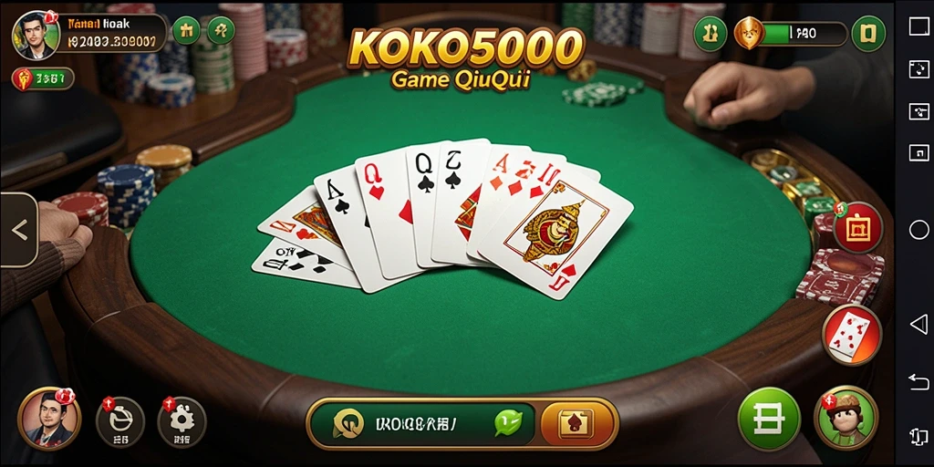 Tampilan gameplay seru dalam KOKO5000, menampilkan momen seru QiuQiu.