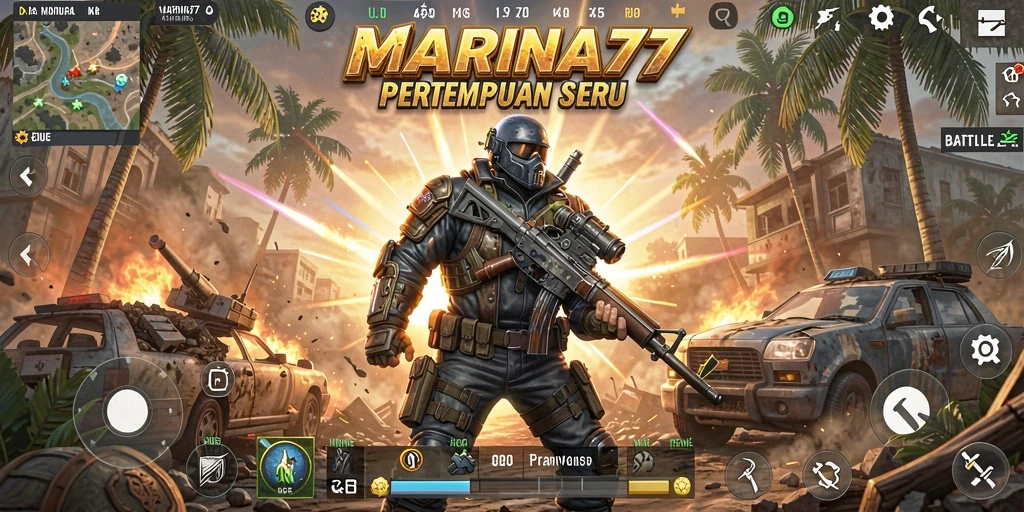 Tampilan gameplay saat bertarung di arena Battle Royale.