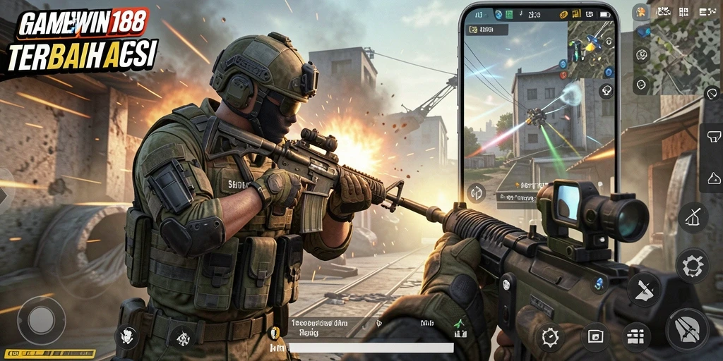Tangkapan layar MEGEWIN188 menampilkan aksi intens dalam gameplay FPS.