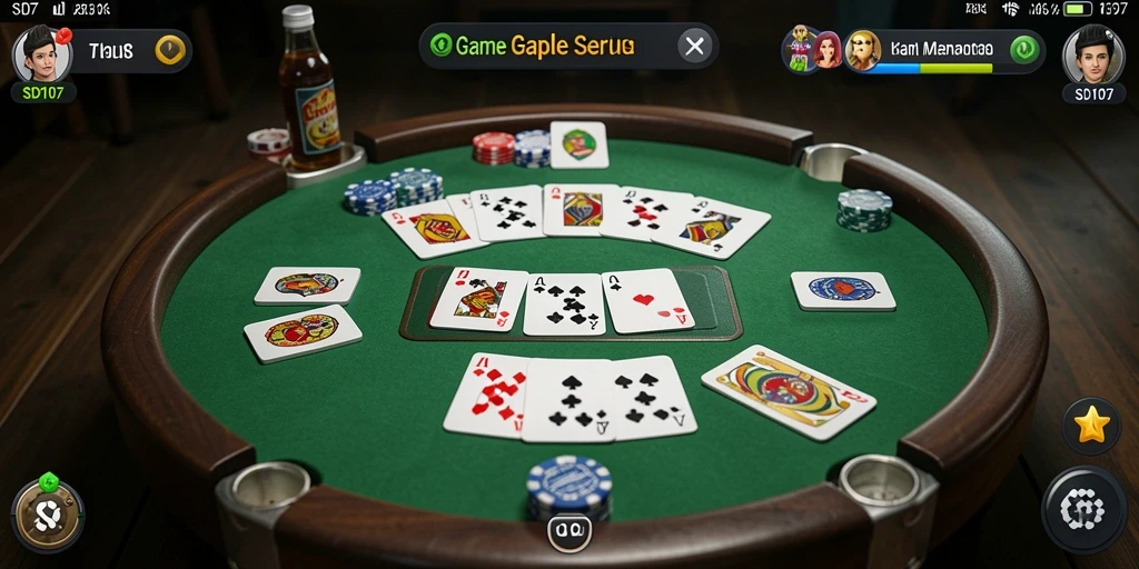 Tampilan gameplay Gaple di SD107 yang seru dan interaktif.