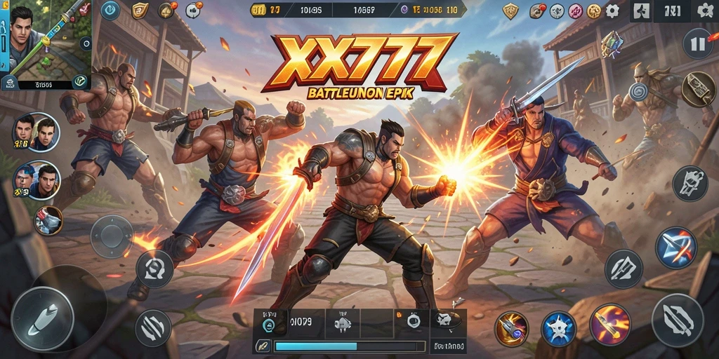 Gameplay seru dalam XXX777 dengan pertempuran intens di arena Battle Royale.